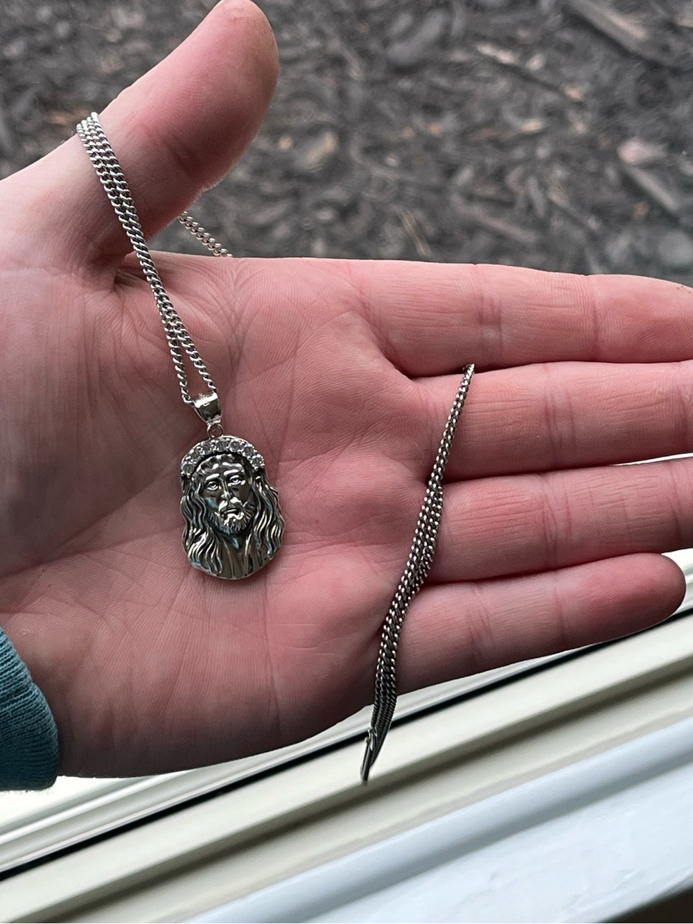 Moissanite Jesus pendant with chain